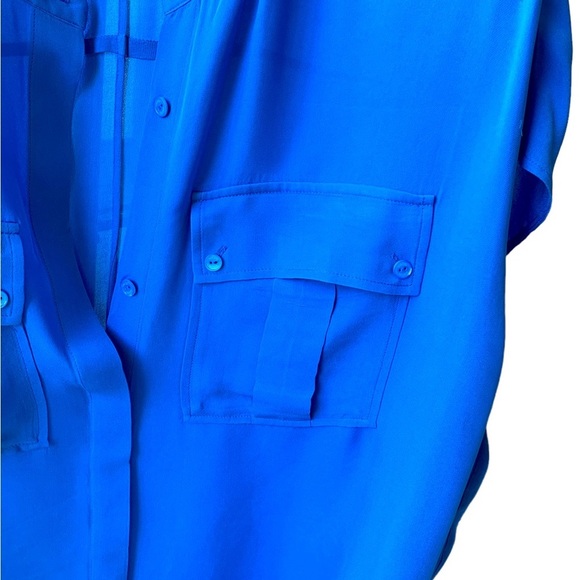 Vince Danube cargo silk blue cap sleeve button down shirt size XS mint condition - Picture 6 of 8
